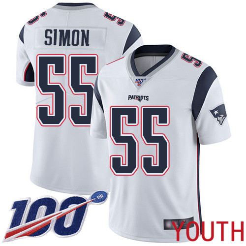 New England Patriots Football #55 Vapor Untouchable 100th Season Limited White Youth John Simon Road NFL Jersey
